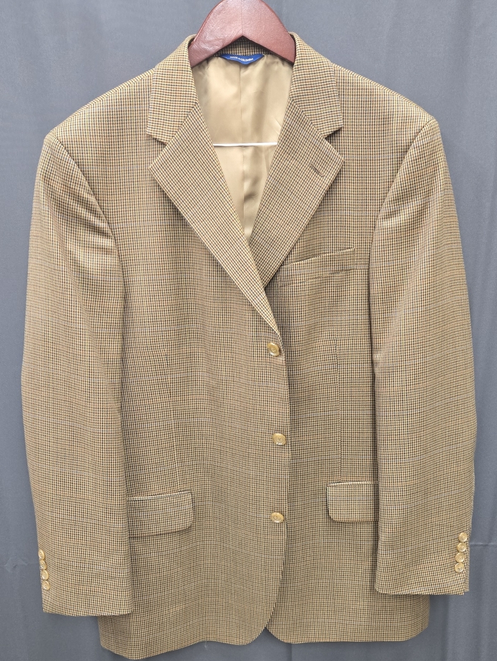 Men's Brown/ Tan, Check Blazer - Classic Houndstooth Sport Coat
